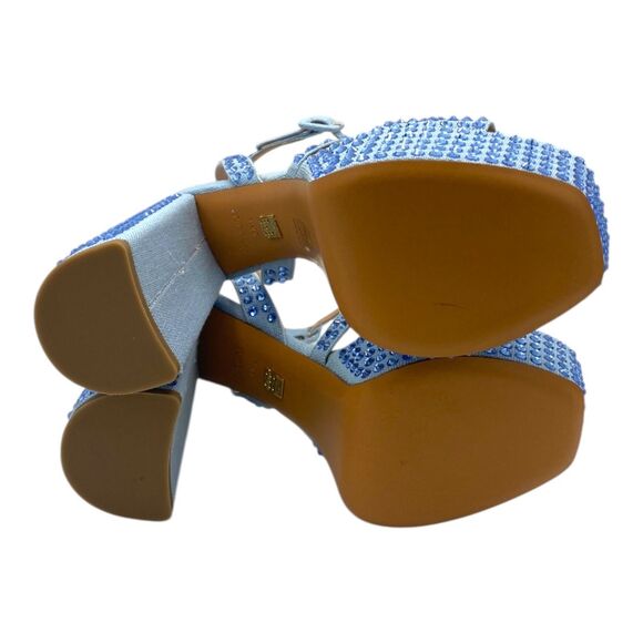 NWOB Hill House Home The Party Platform Sandals Blue Rhinestone EU 38.5 US / 8.5 - Picture 9 of 13